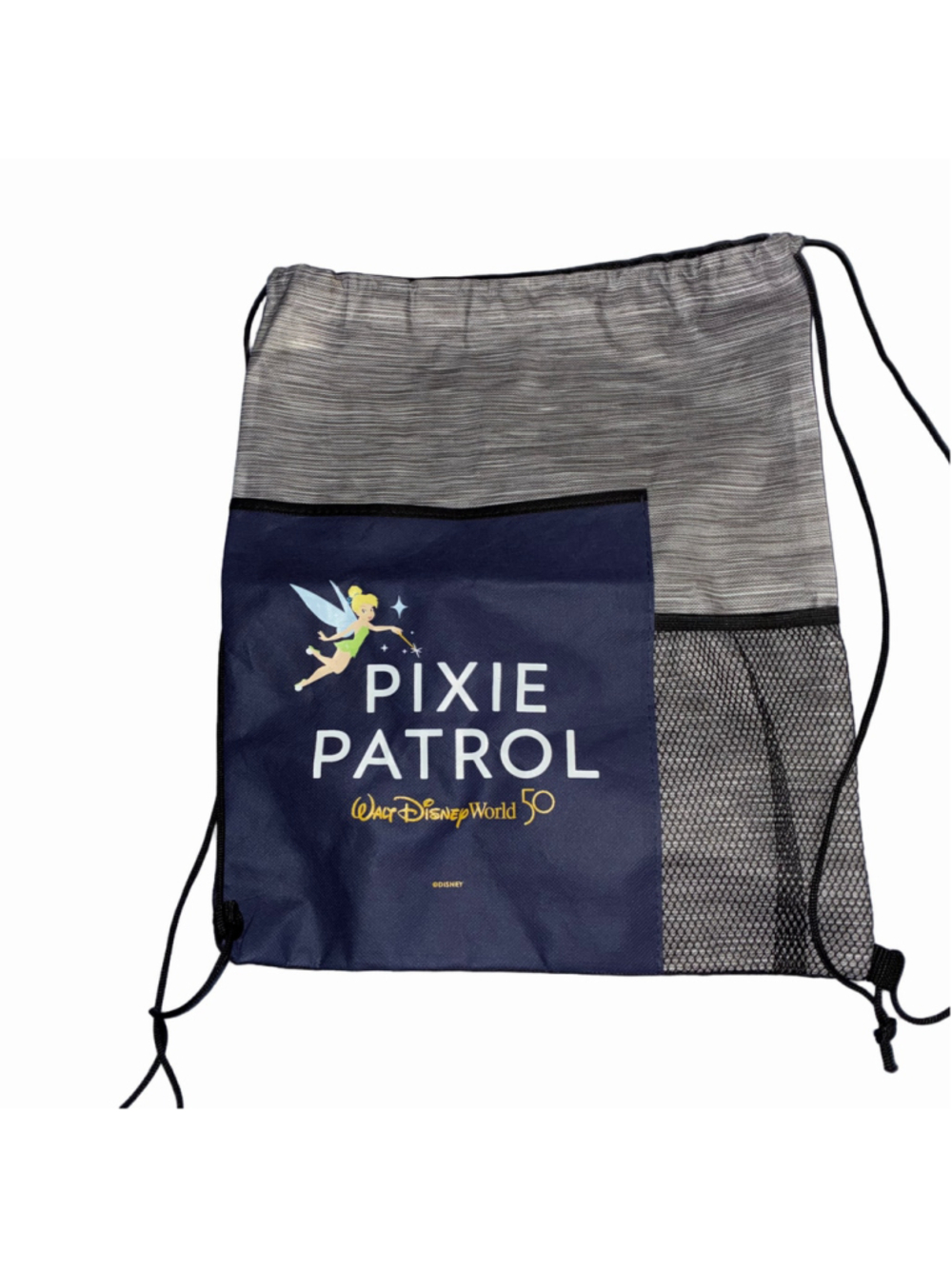 Disney Women's Pixie Patrol Tinkerbell Drawstring Backpack One Size Grey Blue